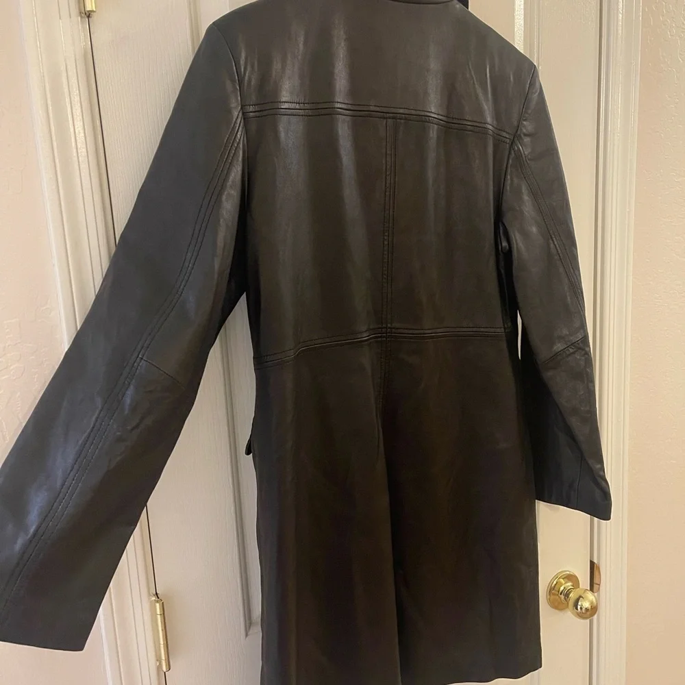 Brandon James Longline Lambskin Leather Coat - Picture 3 of 8